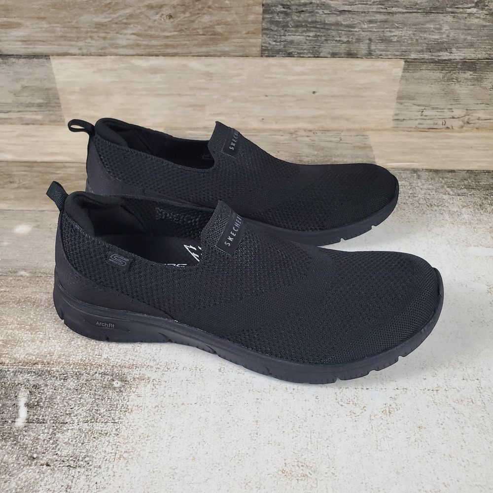 Skechers Sport Active Arch Fit Refine Womens Sz 8.5 Black Slip-ins Knit Sneakers